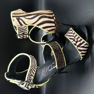 Steve Madden Animal Print Heels with Neon Accents